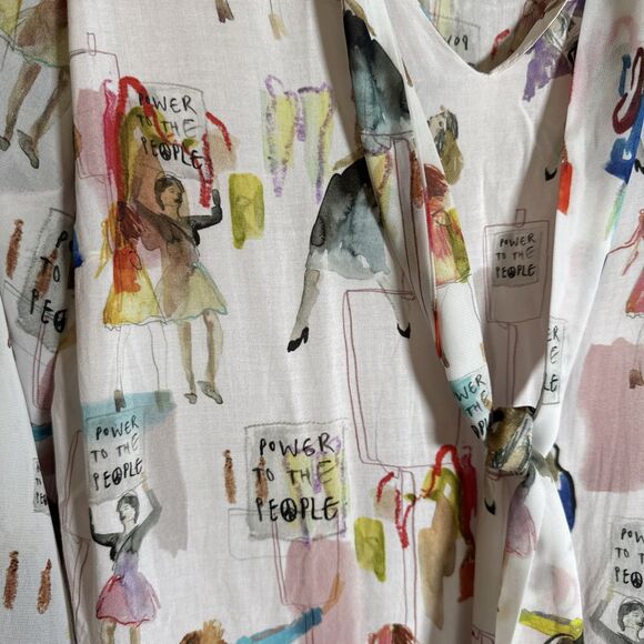 Riani Woman's Pink Power To The People Size 10 Artwear Long Sleeve Button Down - Picture 10 of 16